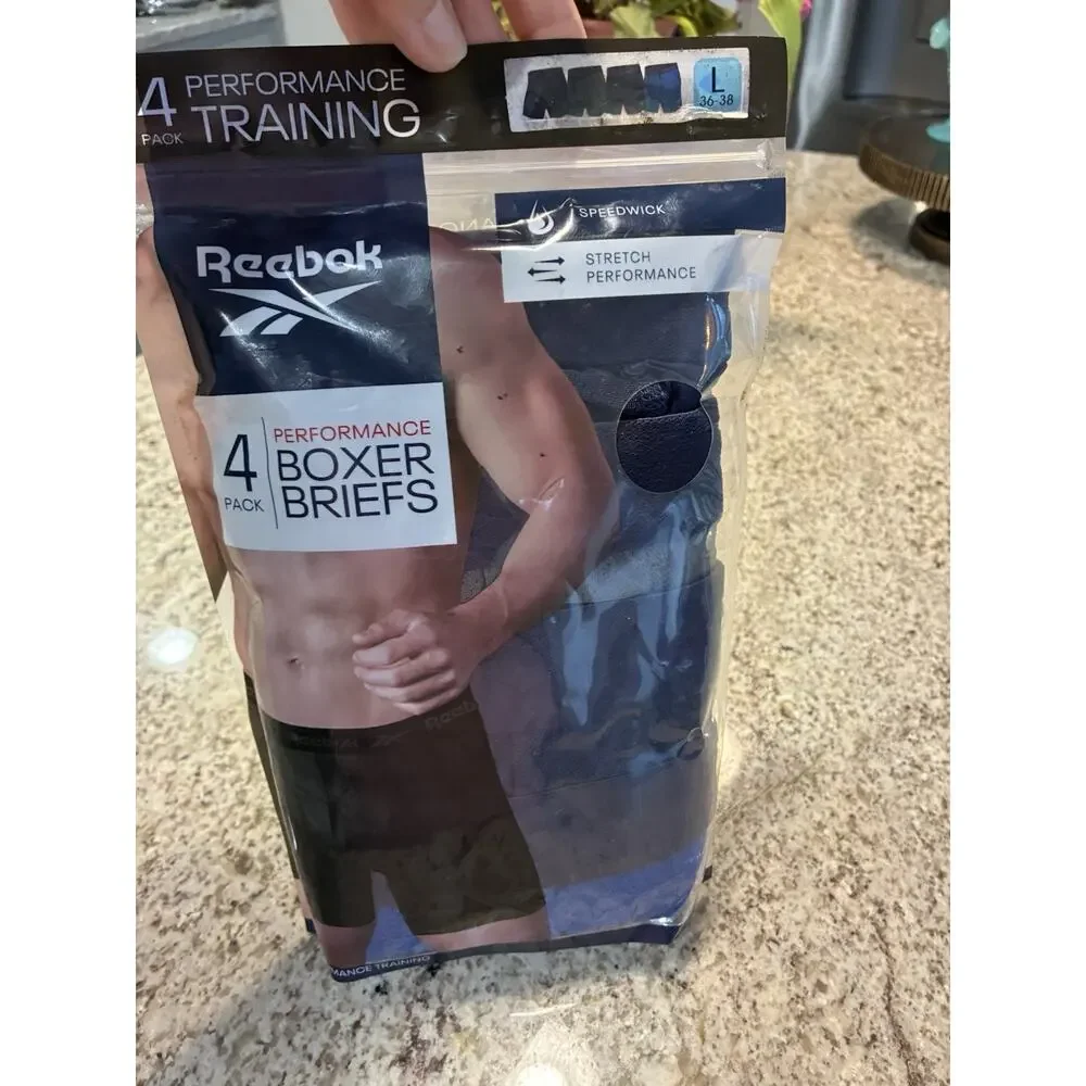 Reebok LARGE Performance Boxer Briefs 4 Pack